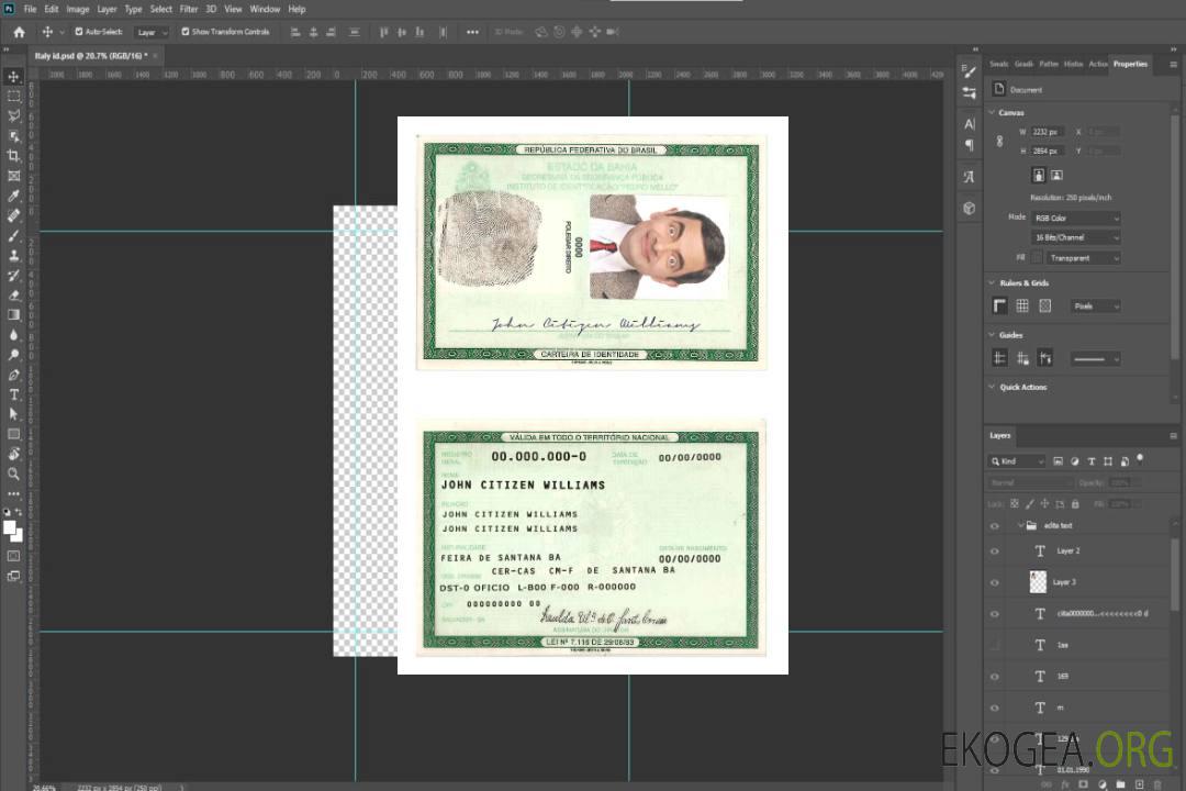 Modèle d'identification du Brésil au format PSD (2008-2010) (3) template